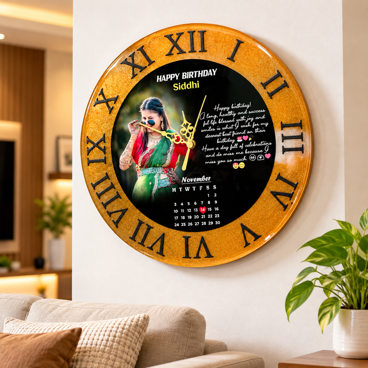 Personalized Photo Wall Clock | 10×10 Inch | Customized Birthday & Anniversary Gift
